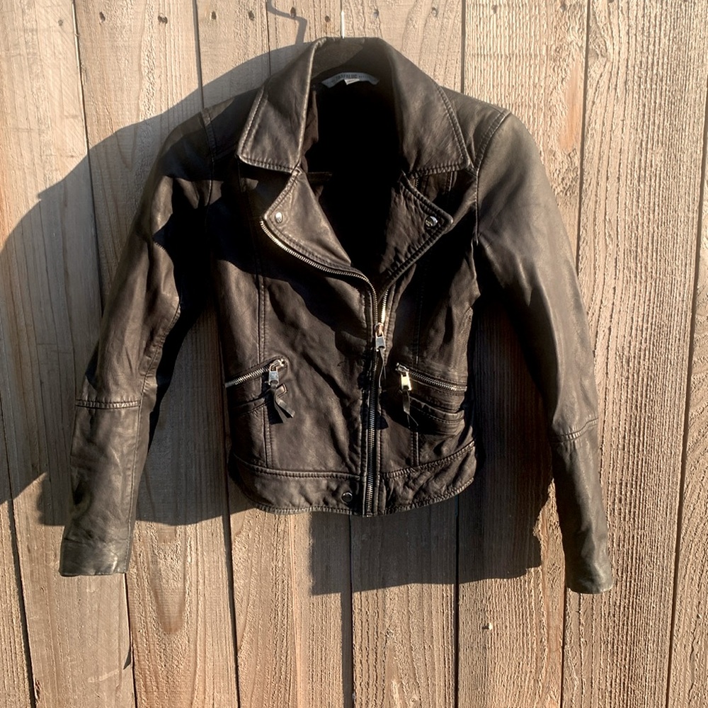 Leather biker Zara XS black coat